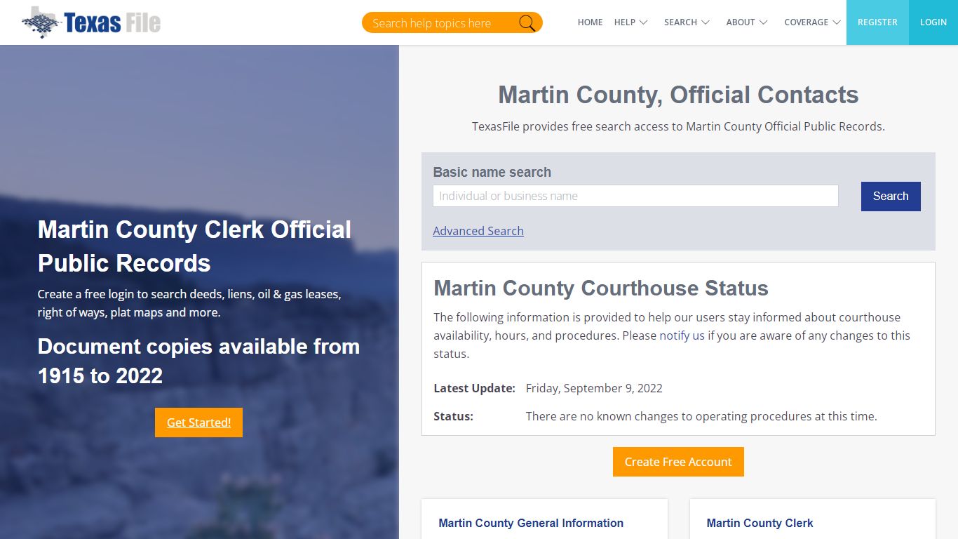 Martin County Clerk Official Public Records | TexasFile