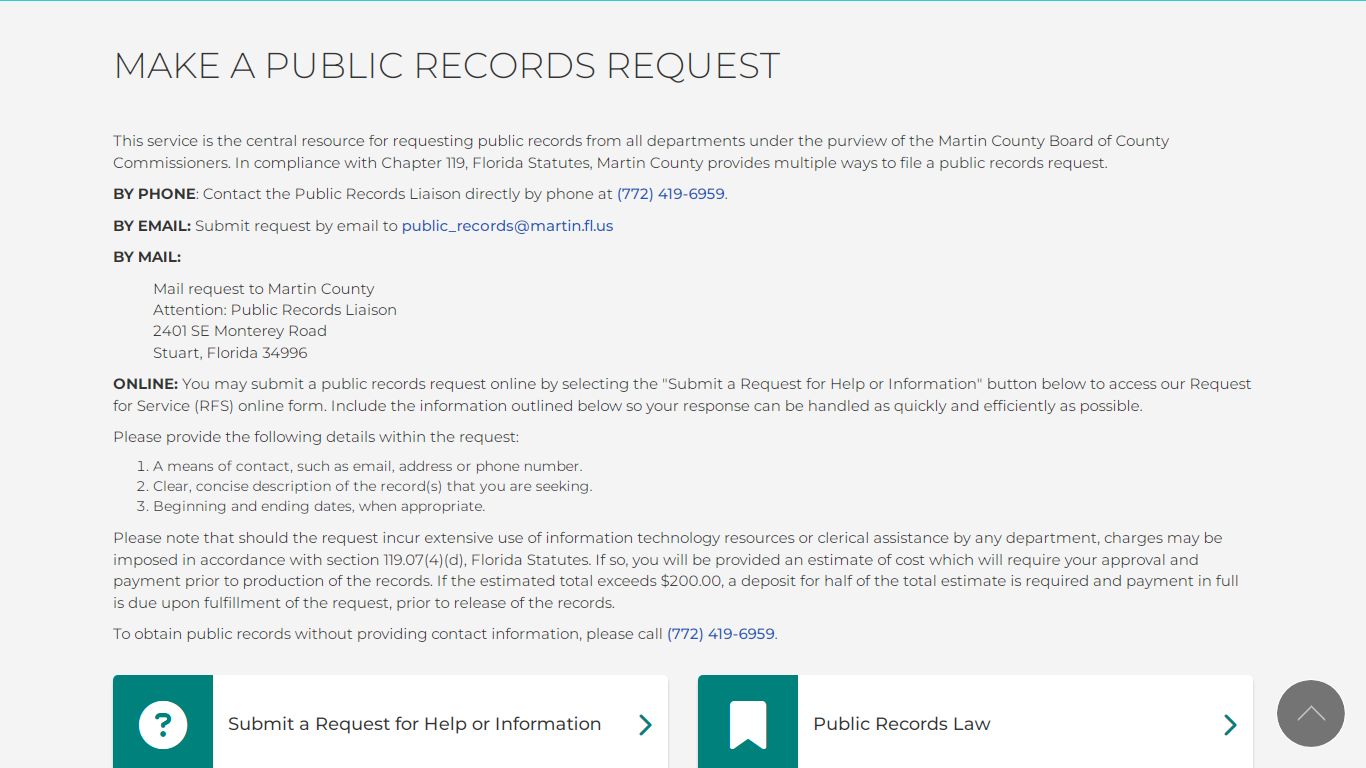 Make a Public Records Request | Martin County Florida